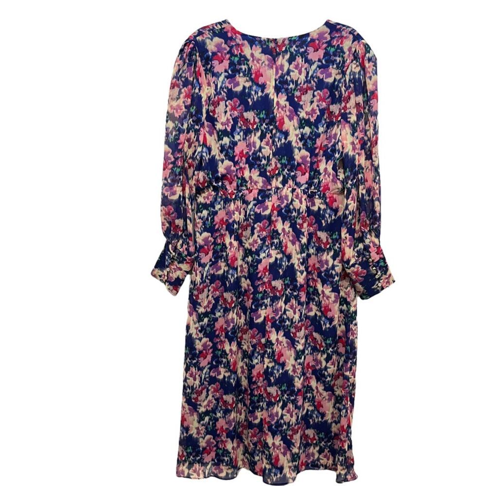 Julia Jordan Dress Floral Chiffon Women Size 16 New NWT Blue Pink V-Neck Flirty - Picture 15 of 16